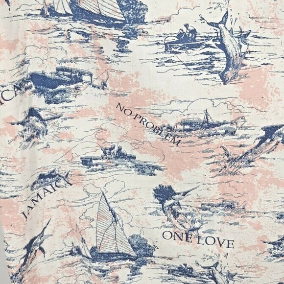 RFT Button Front Shirt Mens L Pink Blue Cotton Jamaica Marlin Ships One Love - Picture 2 of 6